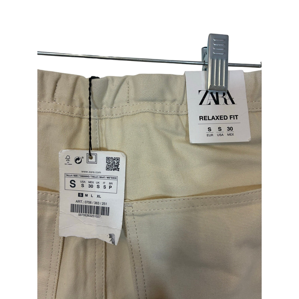 NWT Zara Relaxed Fit Men's Cargo Shorts Cream Active Travel Outdoors Gorpcore S