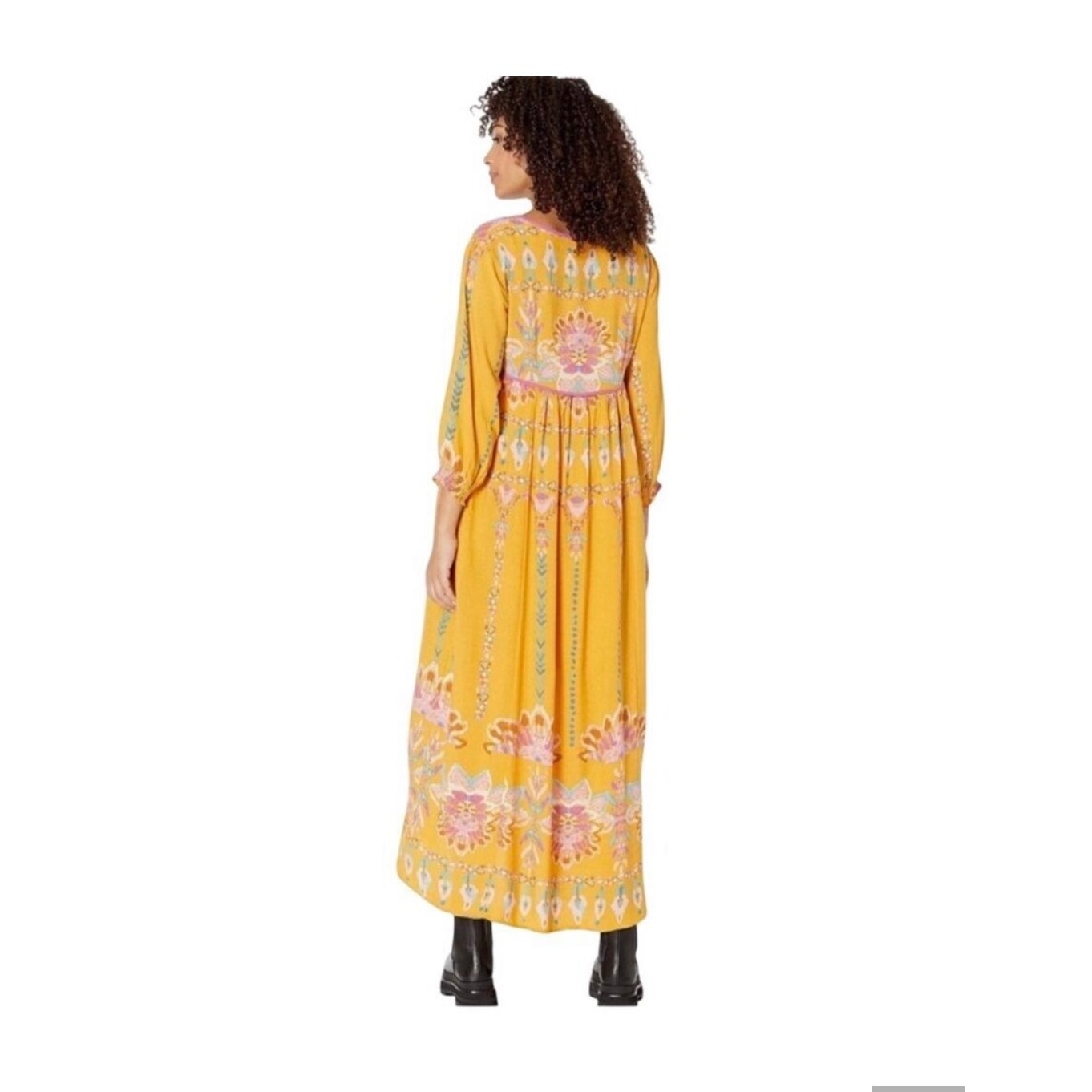 Free People Foley Maxi Dress Women’s M Yellow Duster Shirt Dress Boho Festival