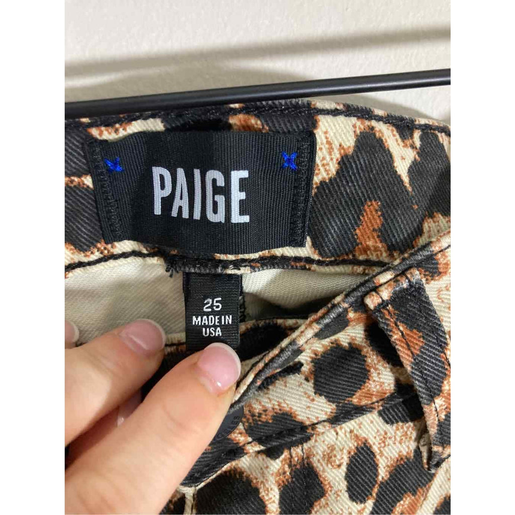 NWT Cheetah Print Paige Raw Hem Verdugo Ankle Mob Wife Mom Jeans
