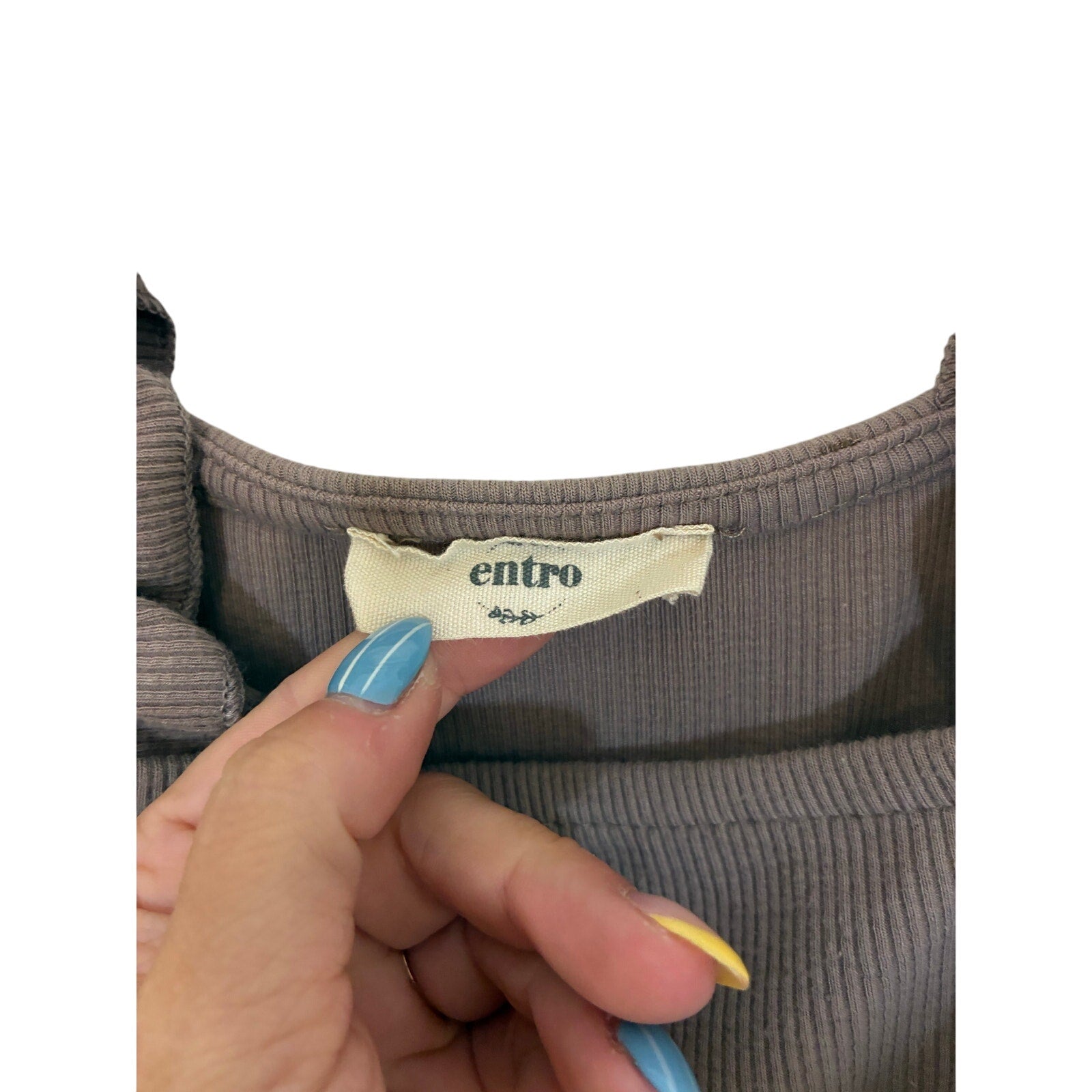 Entro Tan Ribbed Ruffled Tank Sleeveless Bodysuit Basic Casual Normcore Layer