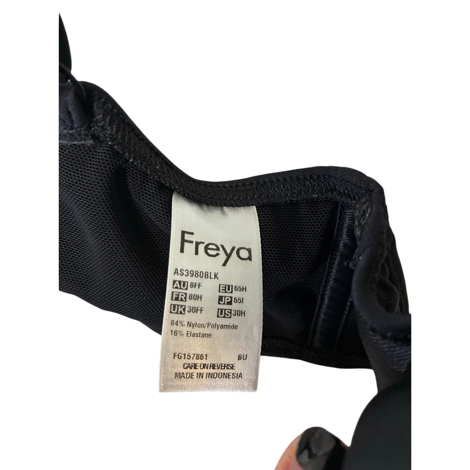 Freya Remix Sweetheart Padded Bikini Top Black 30H Luxury Swim Euro Summer