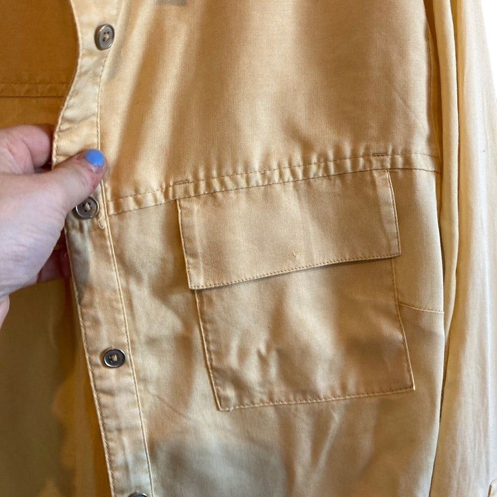 Soft Surroundings XS Yellow Rustic Button Up Farmhouse Utility Gorpcore Blouse