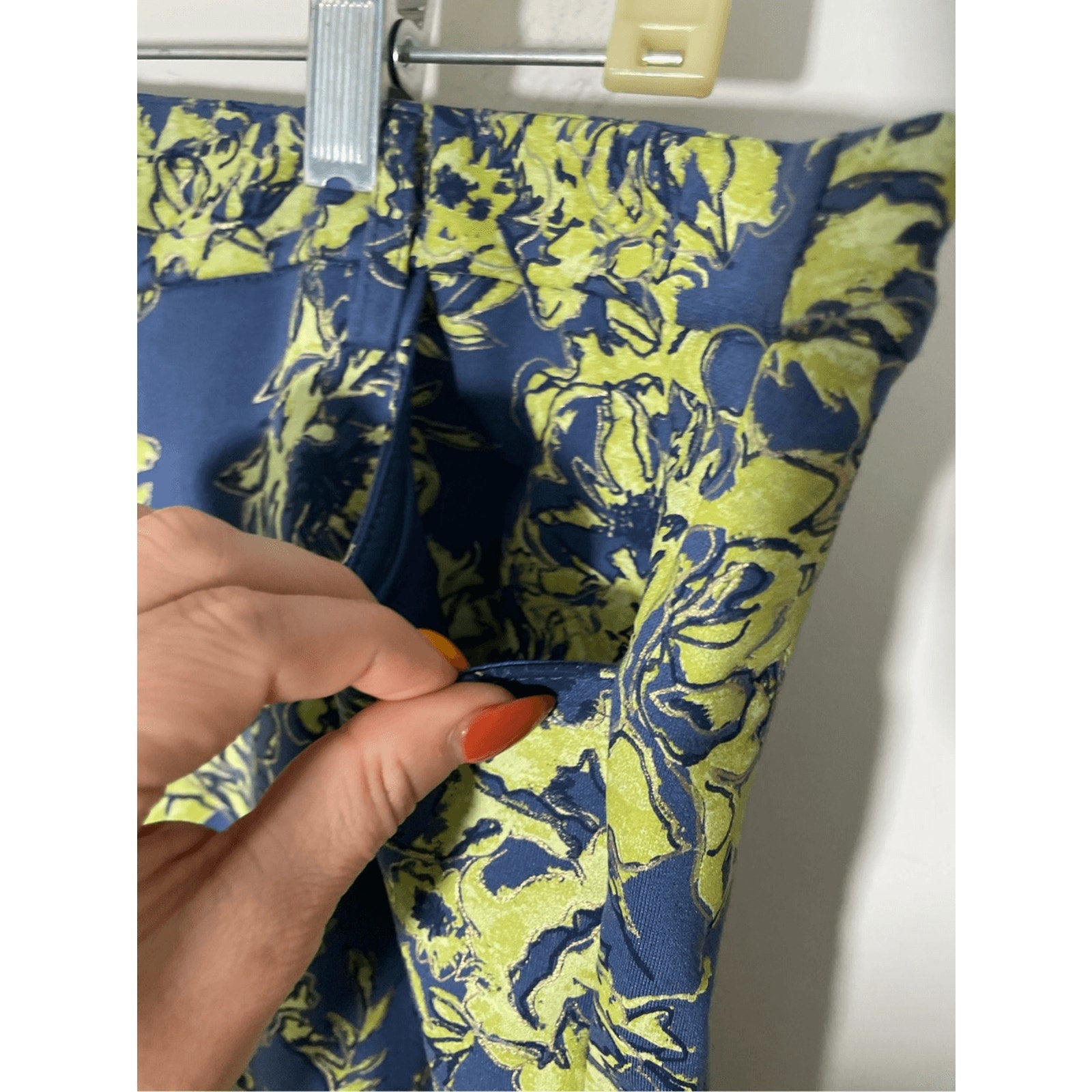 Soft Surroundings Women's Elisabetta Ankle Pants Blue Green Floral Size Large
