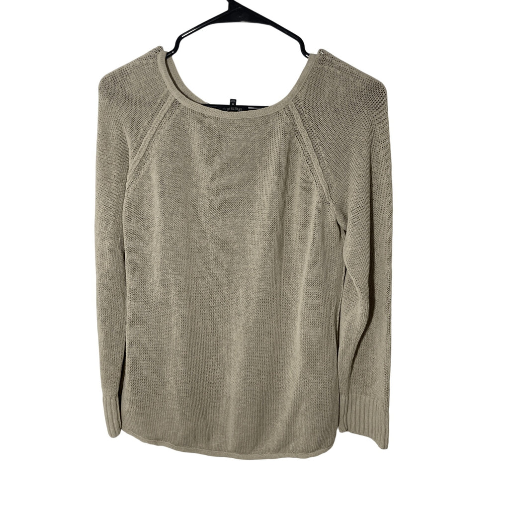 Lafayette 148 LagenLook Medium Neutral Linen Blend Woven Knit Long Sleeve
