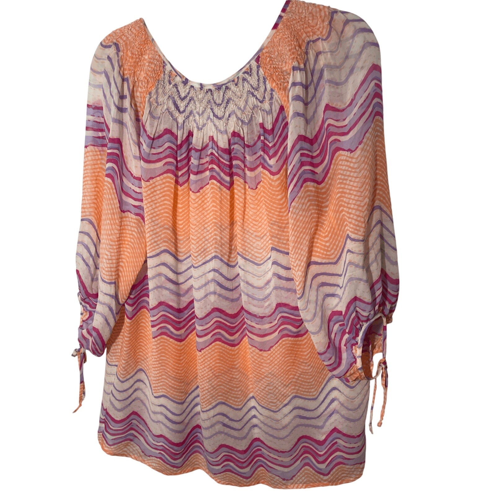 Calypso St. Barth Multicolour Printed Silk Cover Up Front Pearl Button Tunic