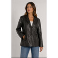 Mountain Lake Petite Women's XL Faux Leather Blazer Jacket Black 3 Button
