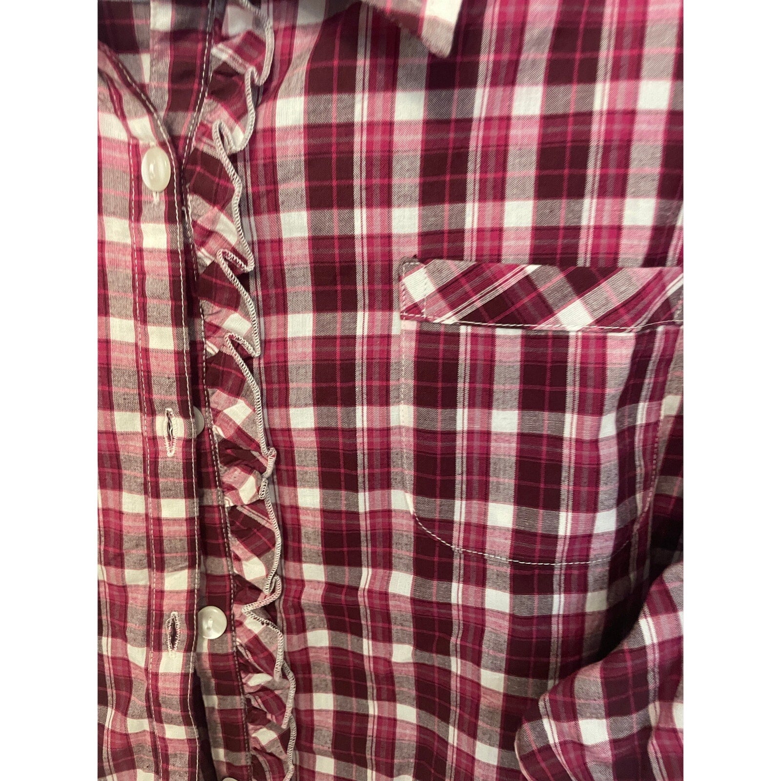 Venezia Cotton 1X Equestrian Country Button Up Ranch Cottagecore Farmer Blouse