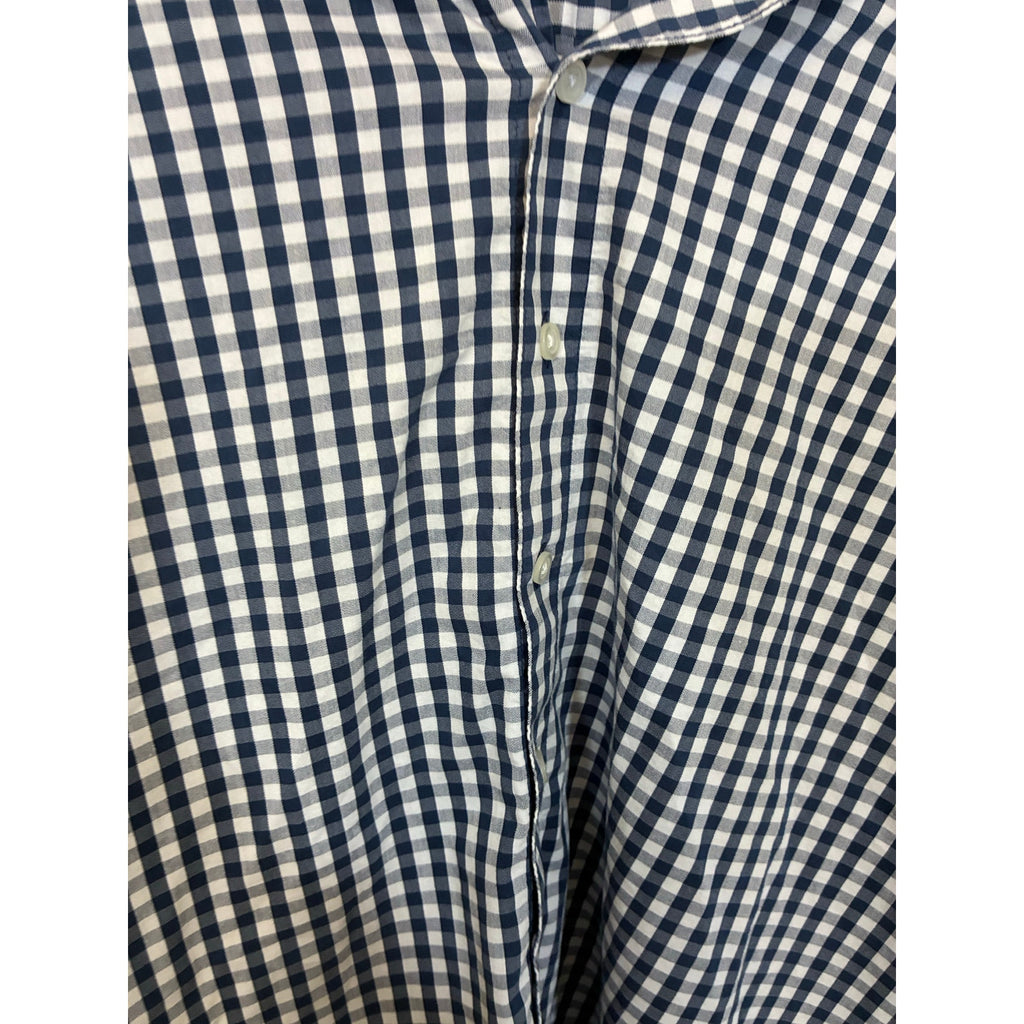 Sonoma XL Navy White Gingham Long Sleeve Button Down Equestrian Western Cowboy