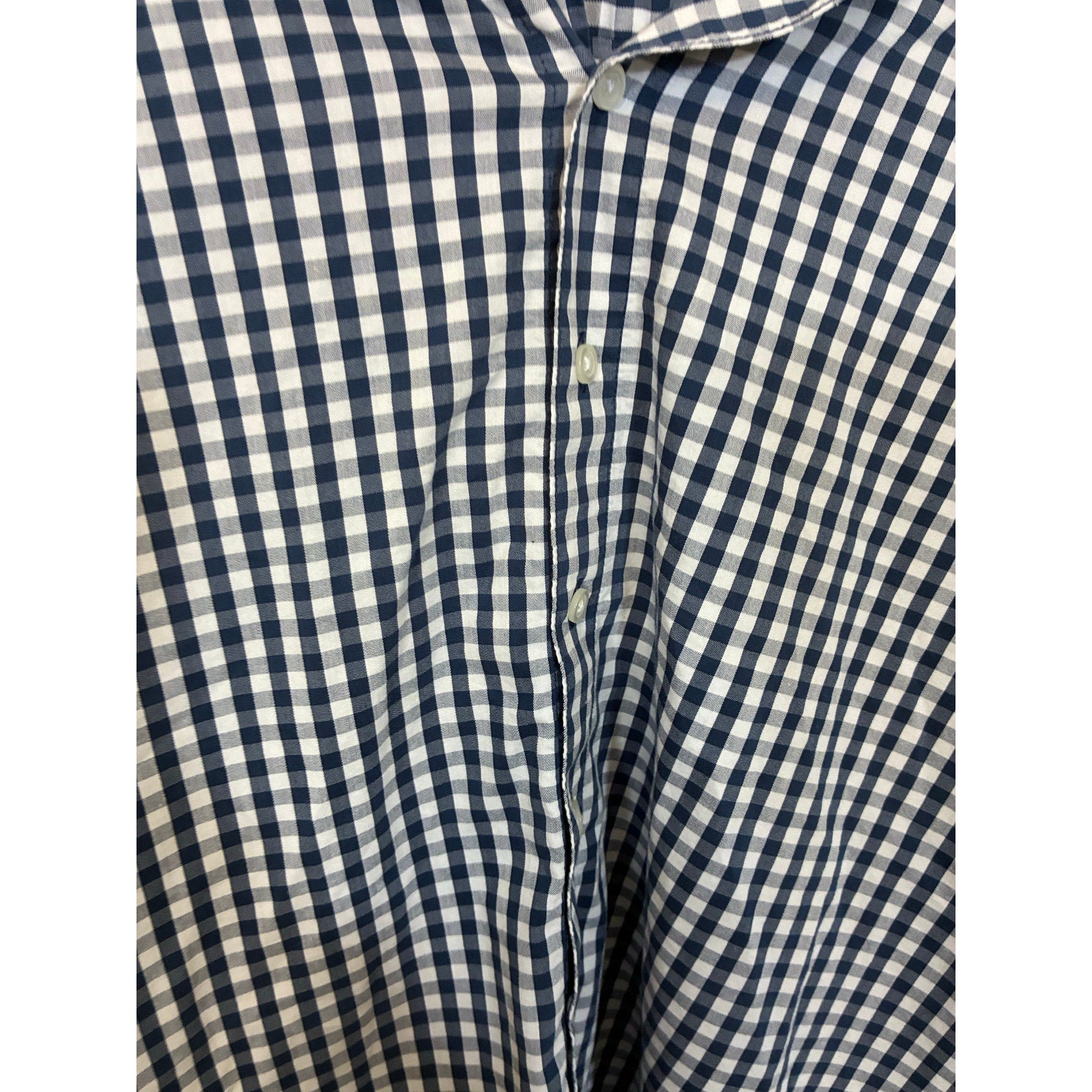 Sonoma XL Navy White Gingham Long Sleeve Button Down Equestrian Western Cowboy