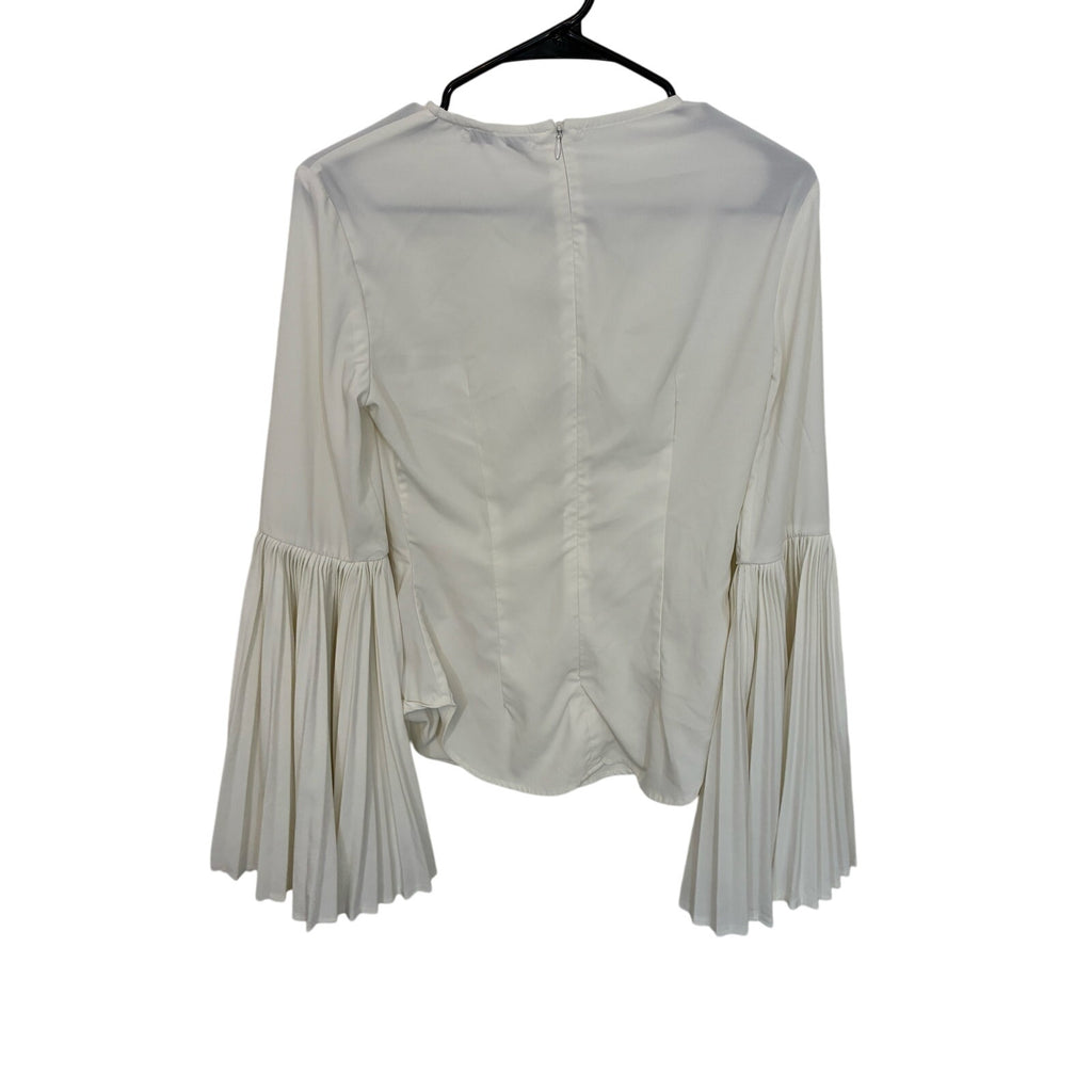 Asilio Built Of Glass Top White Long Pleat Sleeve Blouse XS Victorian CastleCore