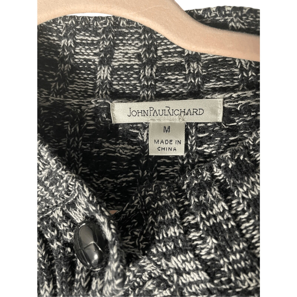John Paul Richard Front Button Grey Acrylic Cardigan Lagenlook Coastal Grandma M
