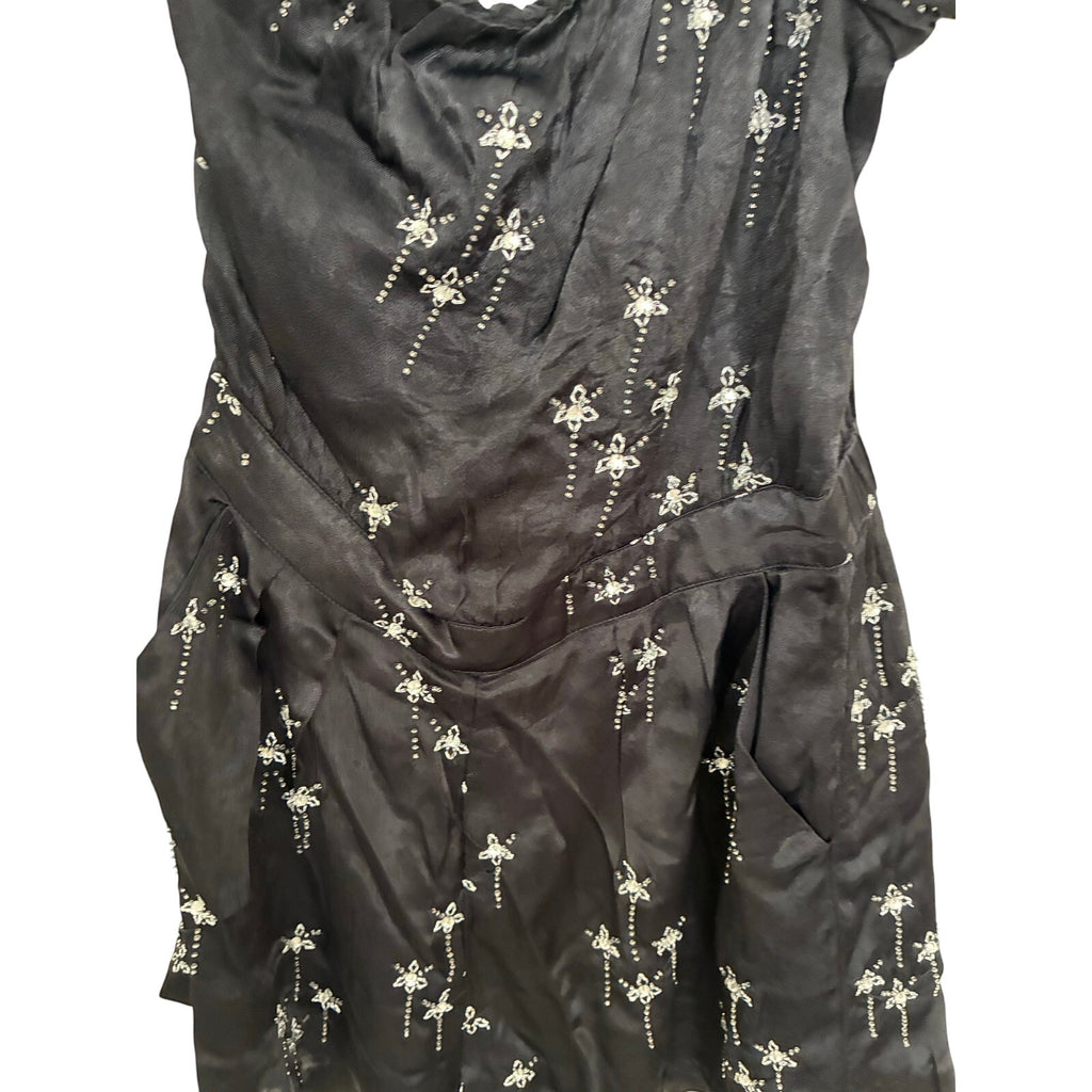 Free People Gemini One Shoulder Beaded Silky Party Romper Size S Cowgirl Rodeo