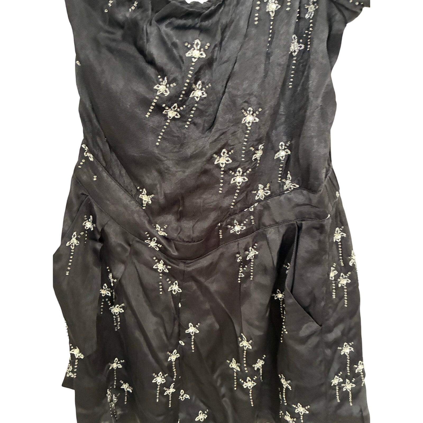 Free People Gemini One Shoulder Beaded Silky Party Romper Size S Cowgirl Rodeo