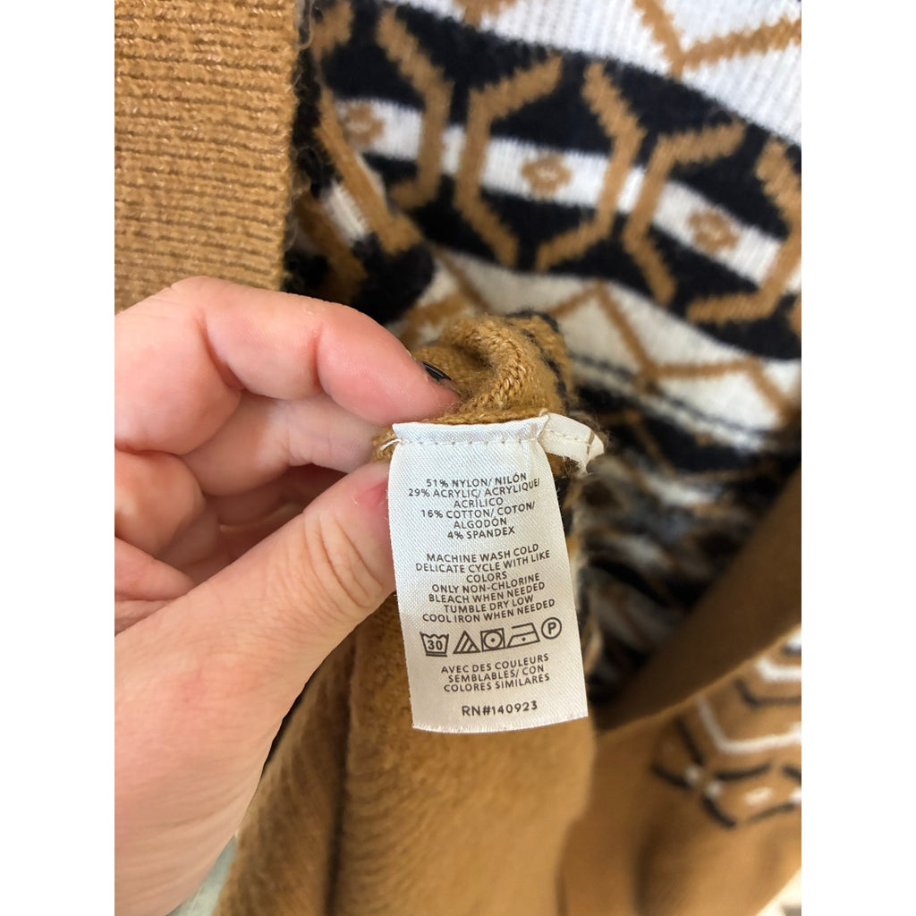 LOFT Fair Isle Open Long Cardigan Womens Cozy Winter Knit Boho Nordic XS