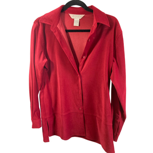 Casual Corner Annex Faux Suede Red Funky Y2k Lover Feminine 70's Button Jacket