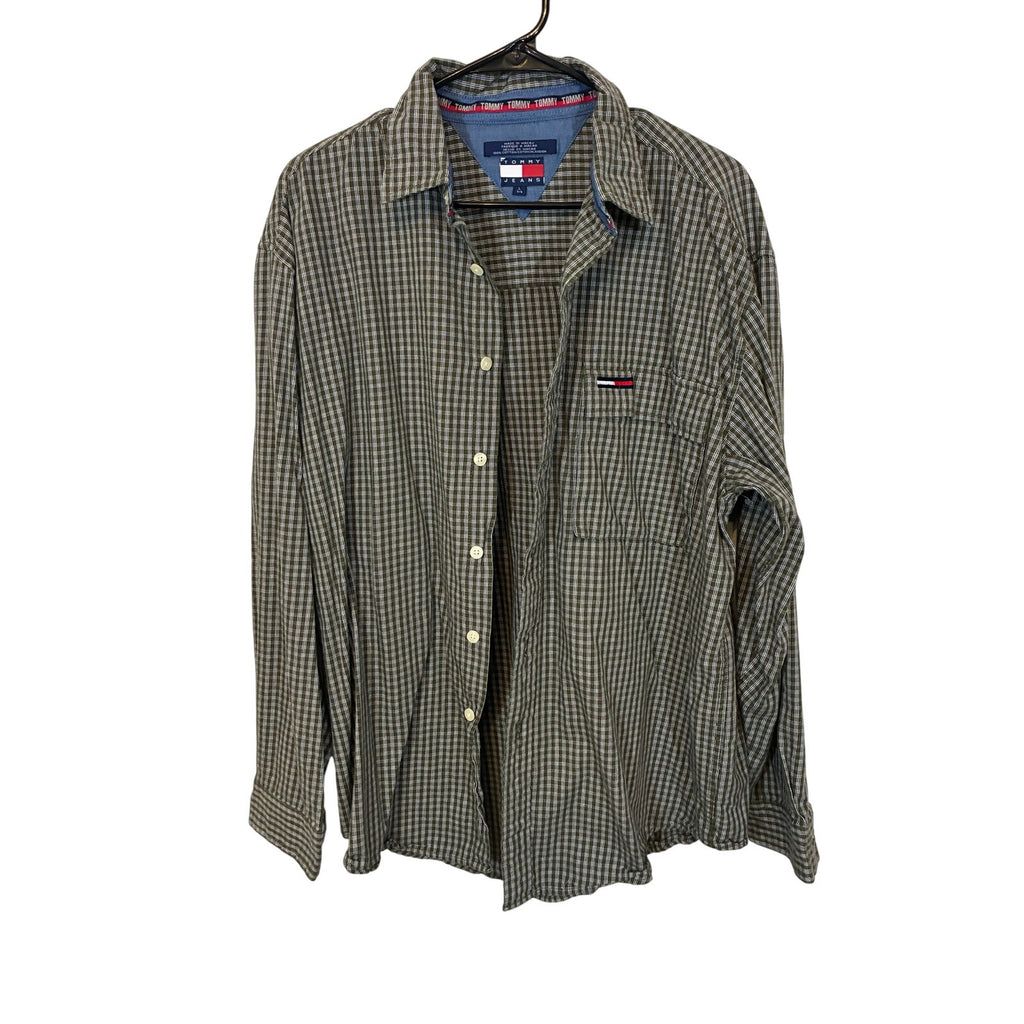 2000s Y2k Vintage Tommy Hilfiger Tommy Jeans Men’s Stripe Dress Button Up Shirt