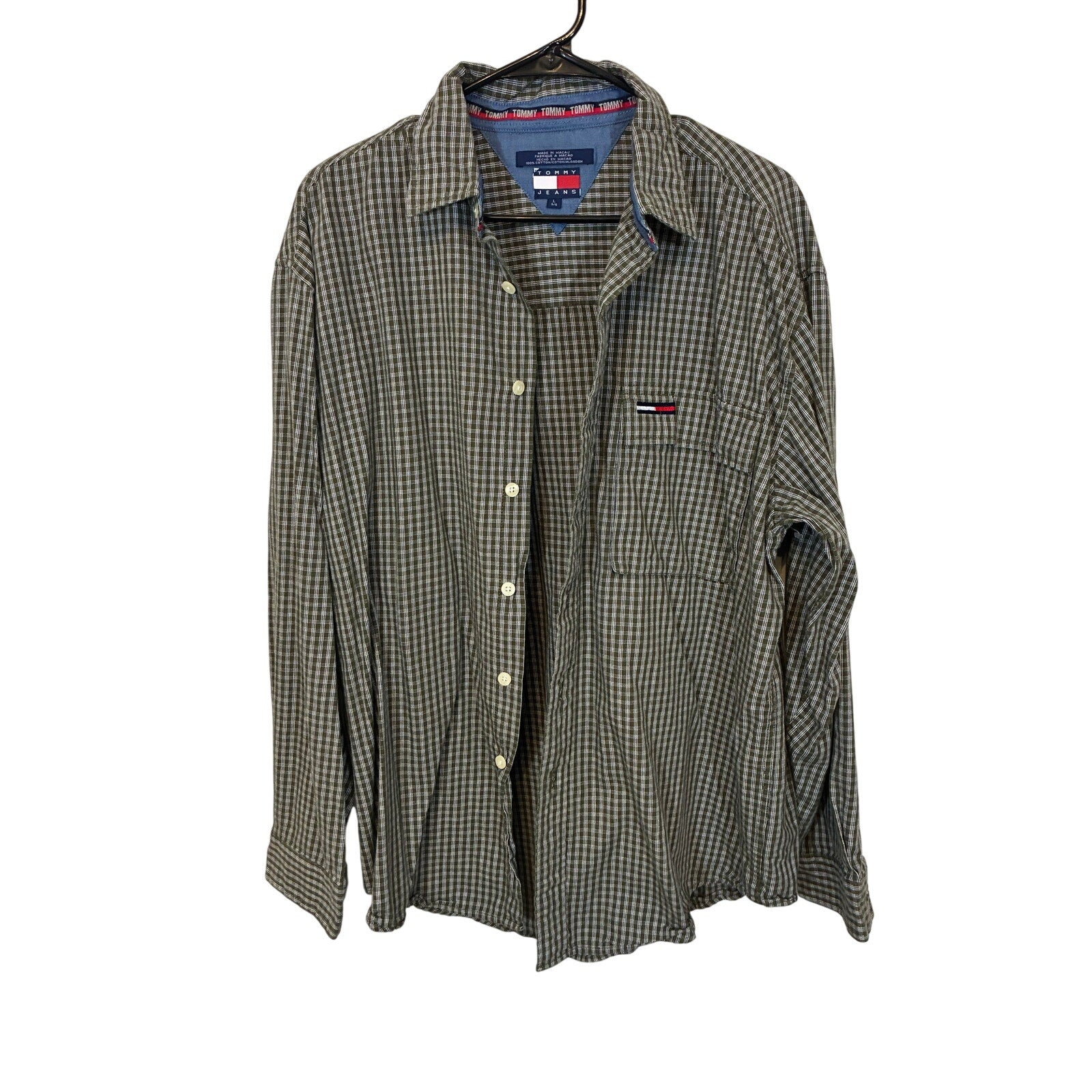 2000s Y2k Vintage Tommy Hilfiger Tommy Jeans Men’s Stripe Dress Button Up Shirt
