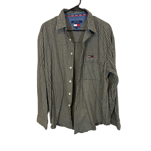 2000s Y2k Vintage Tommy Hilfiger Tommy Jeans Men’s Stripe Dress Button Up Shirt