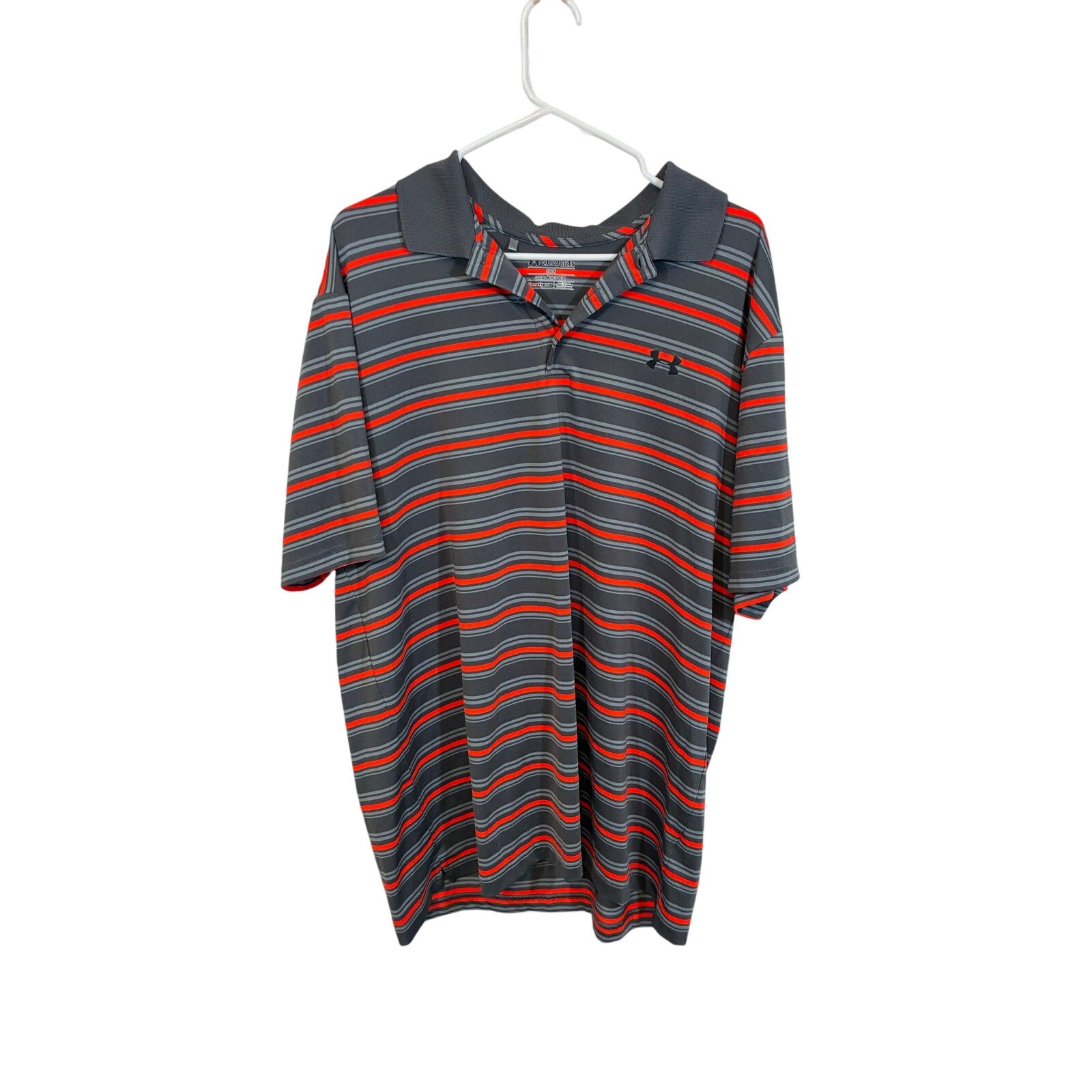 Under Armour HeatGear Polo Stripe Streetwear Golf Sportswear Country Club 2XL