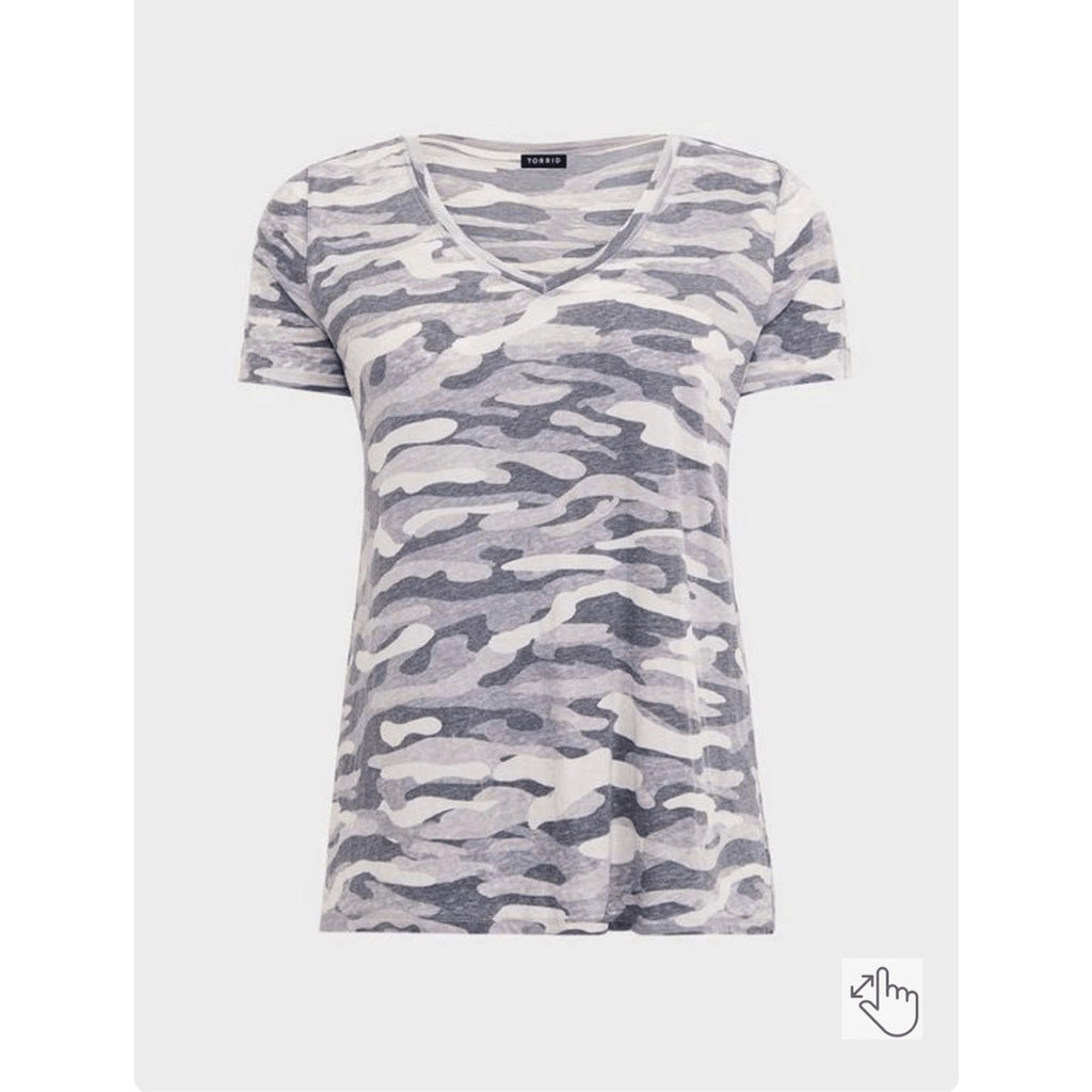 Classic Fit Vintage Burnout Camo Casual Collegiate Lounge Comfy V-Neck Tee