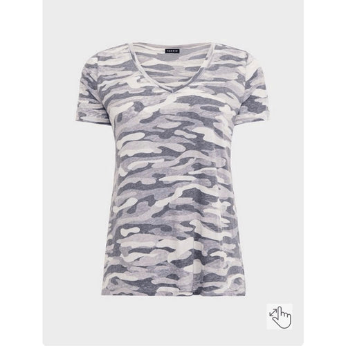 Classic Fit Vintage Burnout Camo Casual Collegiate Lounge Comfy V-Neck Tee
