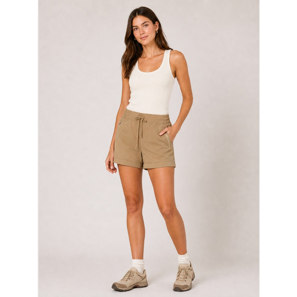 River & Rose Women’s Tan Utility Hiking Shorts Breathable Chino Gorpcore