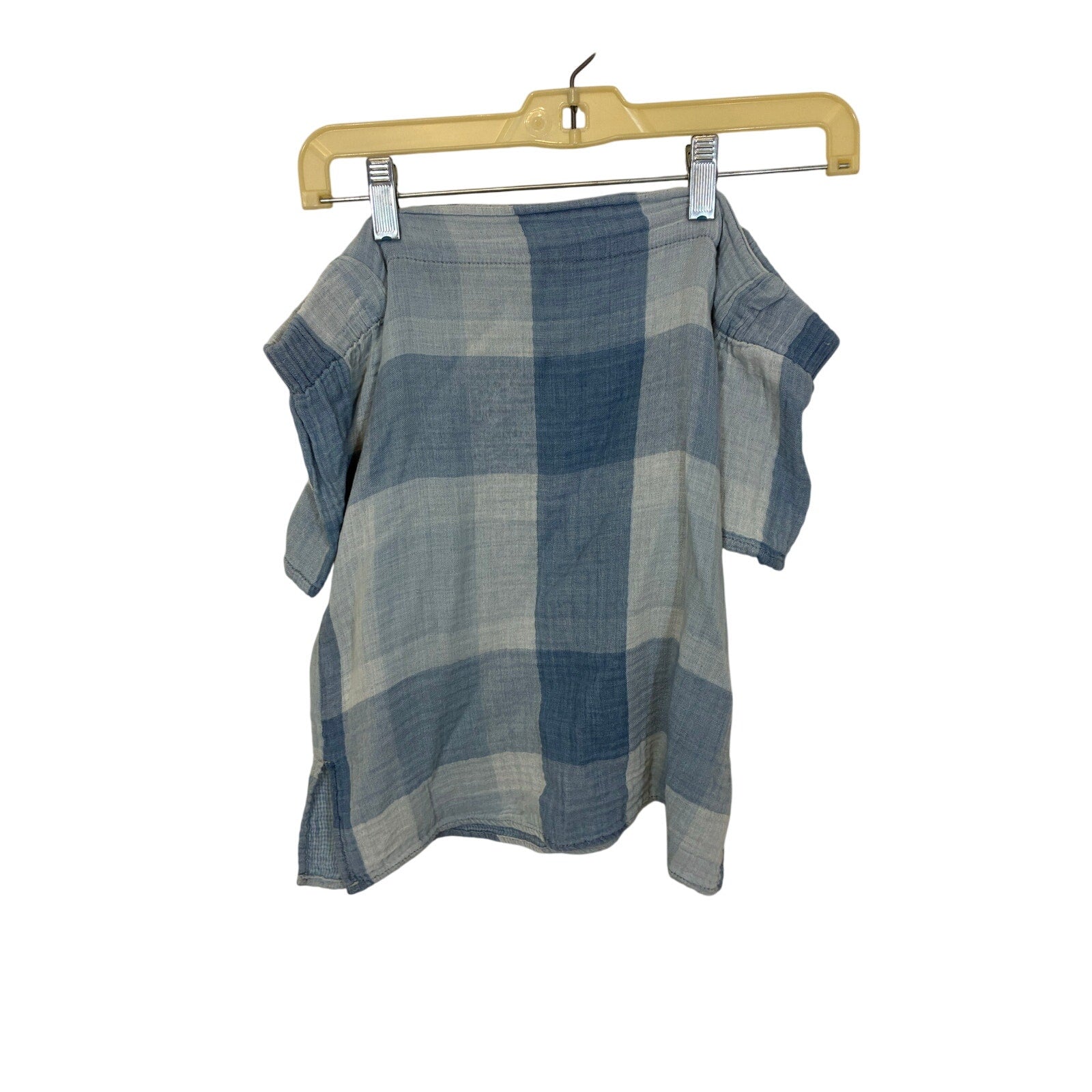 Women’s Short Sleeve Plaid Blue Rain Cotton Preppy Minimalist Gingham Yacht Navy