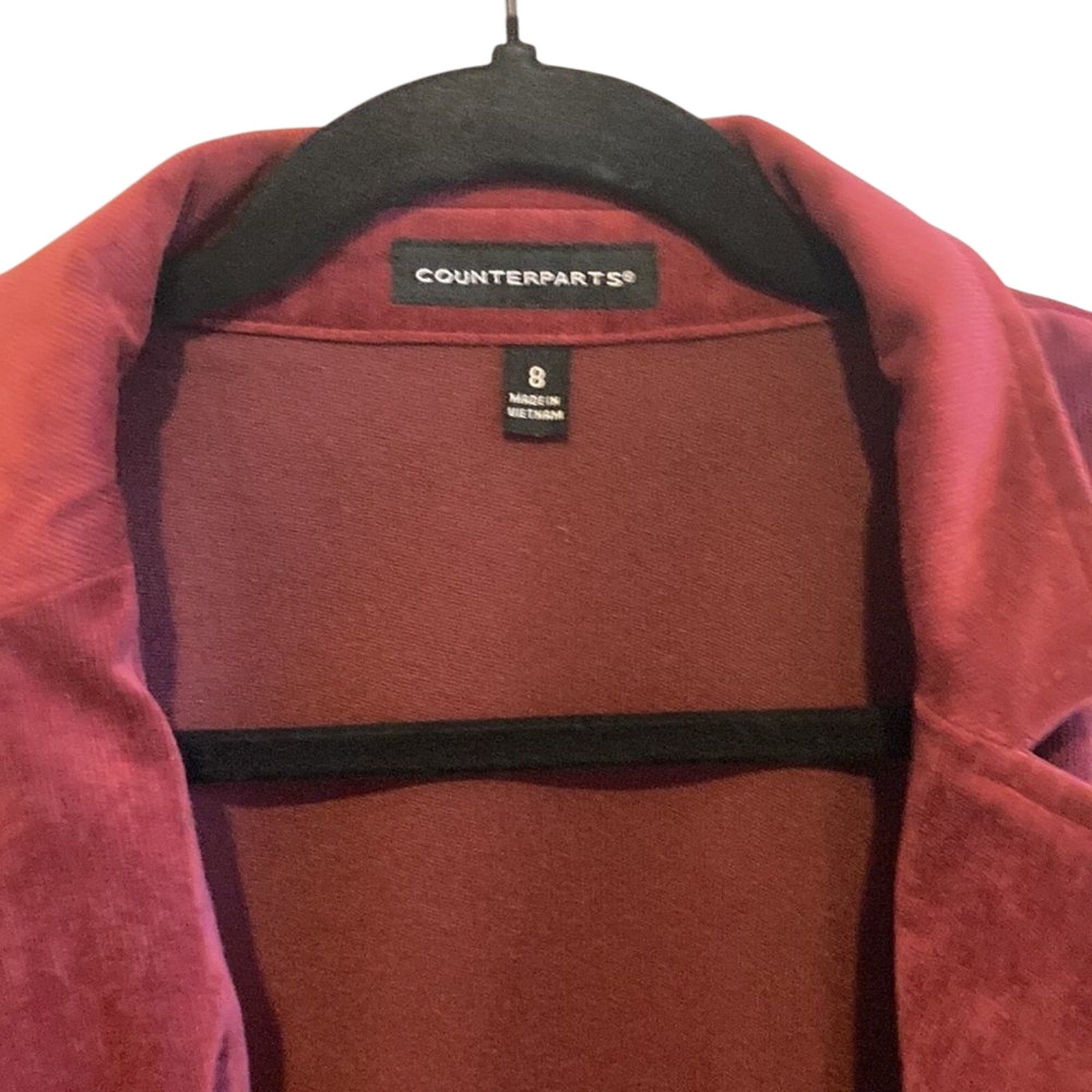 Counterparts Corduroy Burgundy 70's Denim Inspired Button Up Sz 8 Jacket