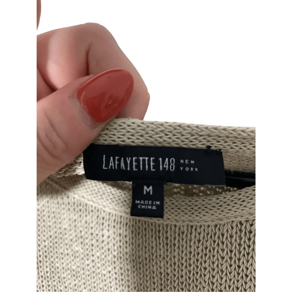 Lafayette 148 LagenLook Medium Neutral Linen Blend Woven Knit Long Sleeve