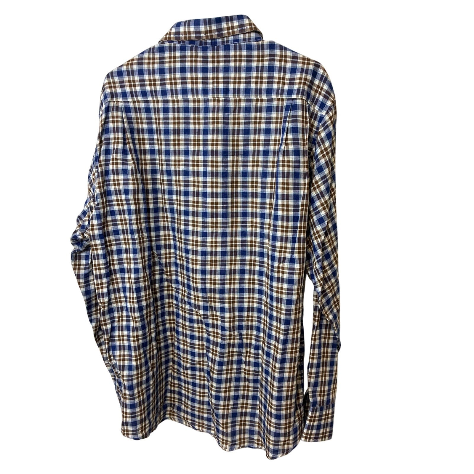 Alex Cannon 2XL Plaid Flannel Shirt Men’s Blue Brown Heritage Western