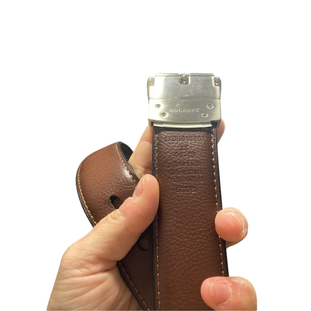 Dockers Men's 2X (46-48) Black Genuine Leather Old Money Quiet Luxury Belt