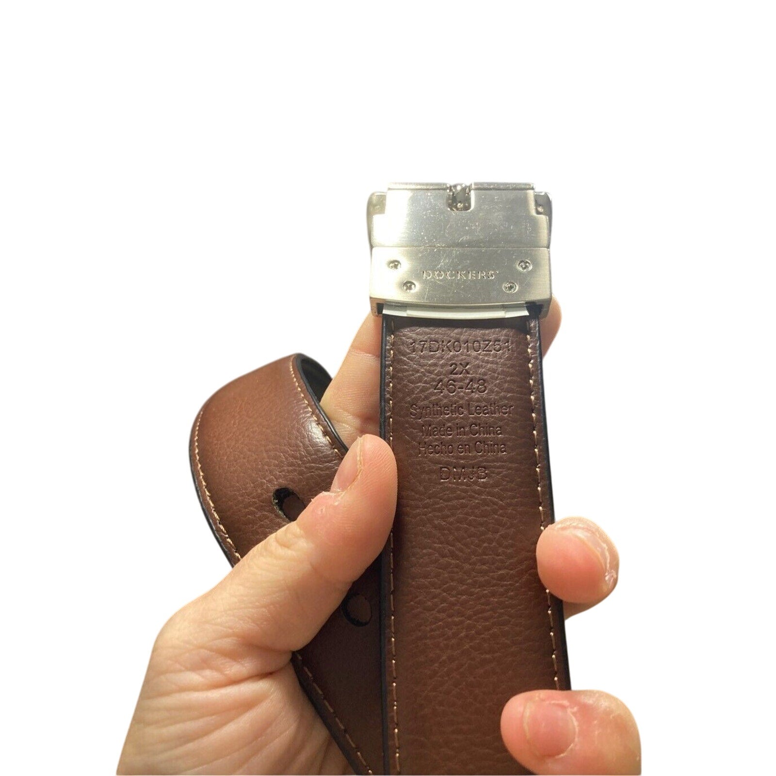 Dockers Men's 2X (46-48) Black Genuine Leather Old Money Quiet Luxury Belt
