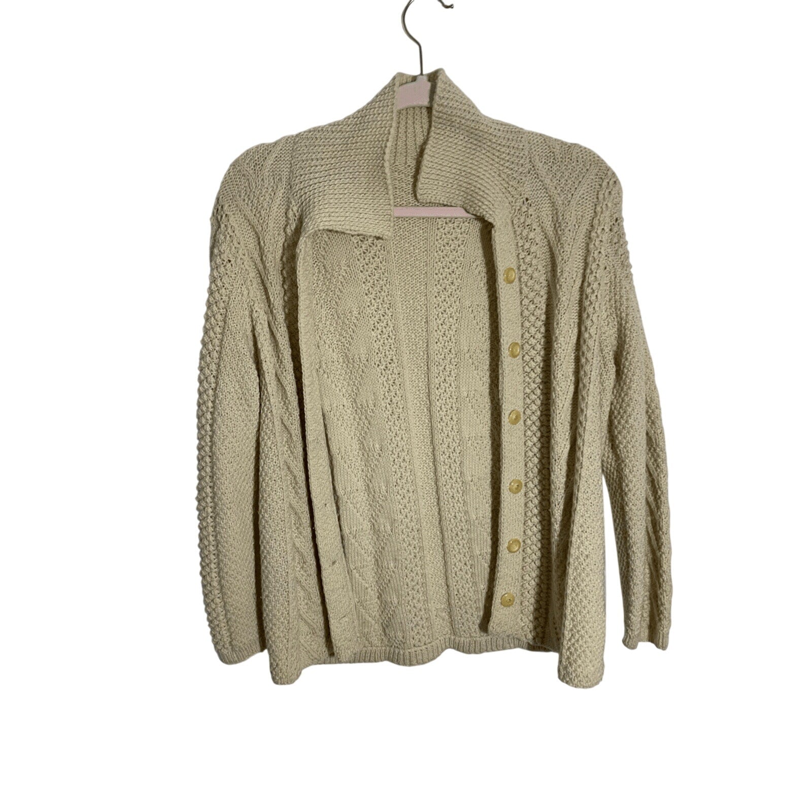 Vintage 1970s 100% Wool Cable Knit Irish Fishermen's Sweater Nomadic Grandma