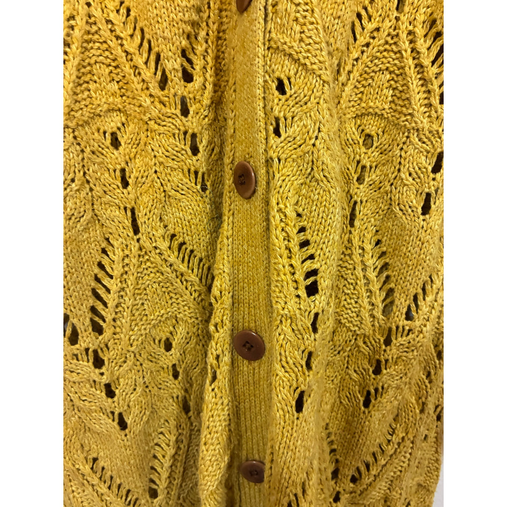 Sundance Autumn Light Silk Blend Pointelle Duster Cardigan Mustard Longline M