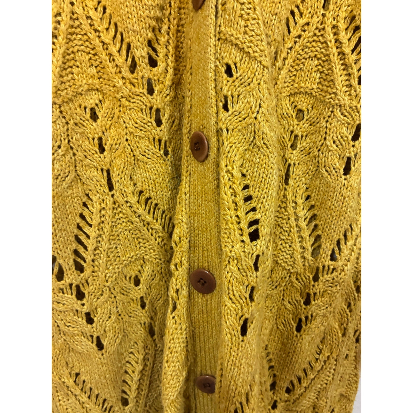 Sundance Autumn Light Silk Blend Pointelle Duster Cardigan Mustard Longline M