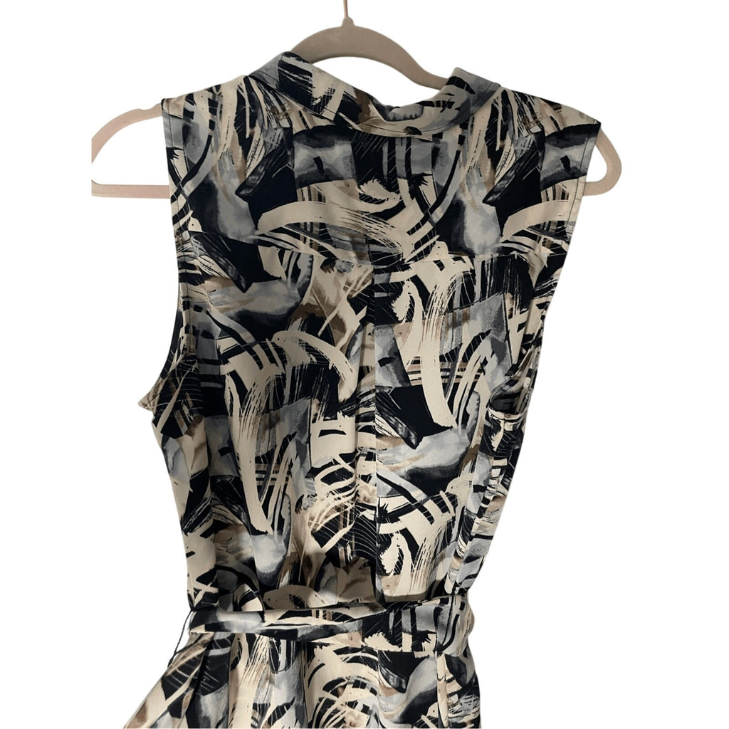 Dana Buchman Tribal Print Front Button Up Novelty Cocktail Dress Coastal Preppy