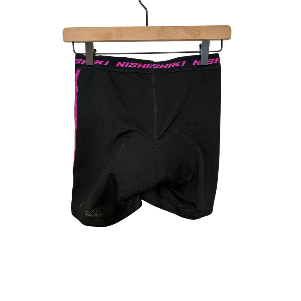 Nishiki Women's Padded Cycling Shorts Black Pink Compression Bike Riding Sz S