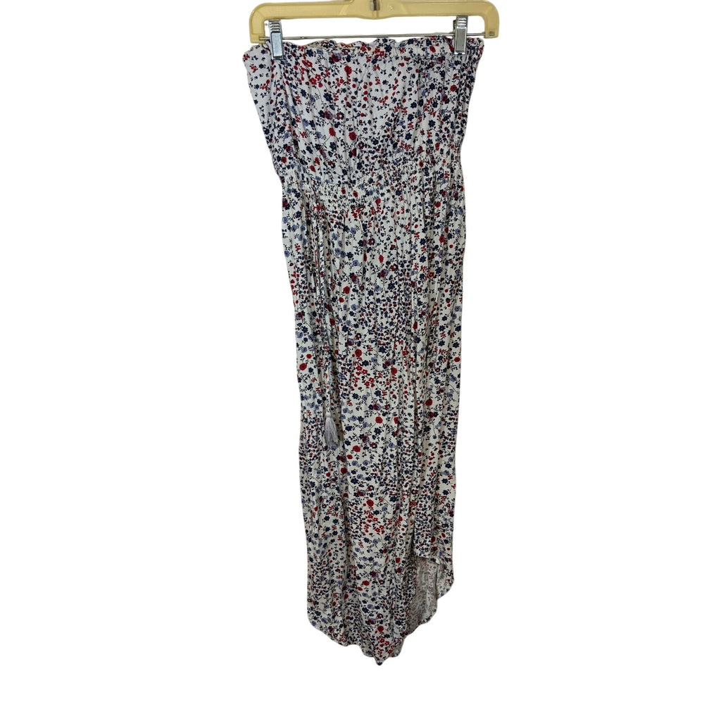 Japna Floral Strapless Jumpsuit American Red White and Blue Nautical Vacation S