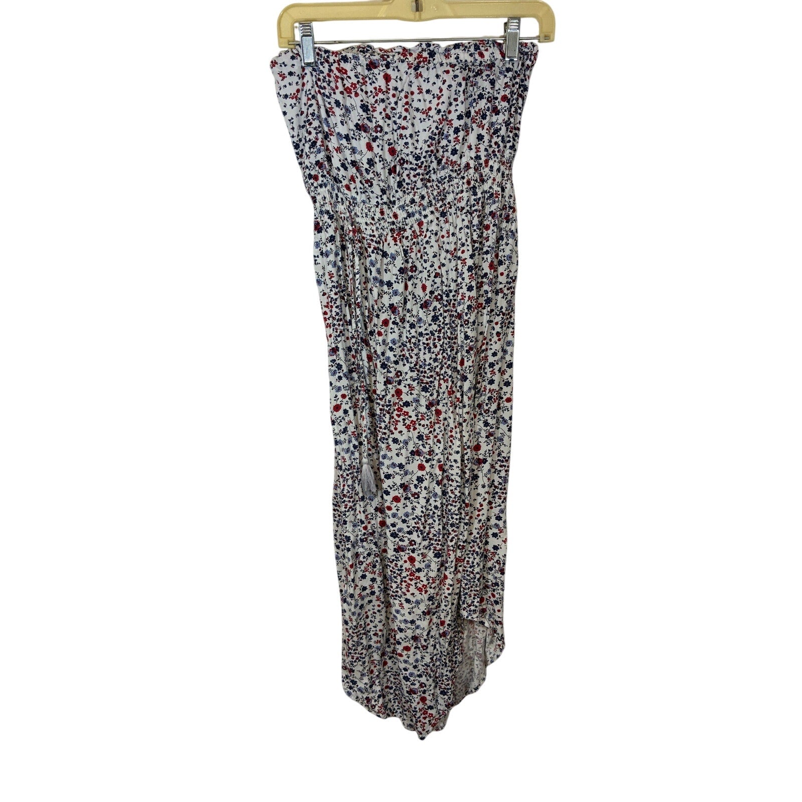 Japna Floral Strapless Jumpsuit American Red White and Blue Nautical Vacation S