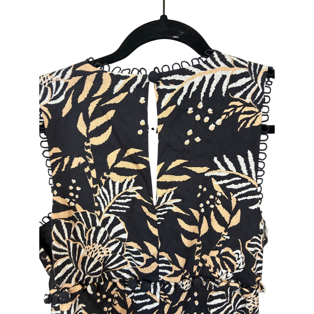 NWT Farm Rio x Anthropologie Printed V-Neck Jumpsuit Black Floral Boho Western S