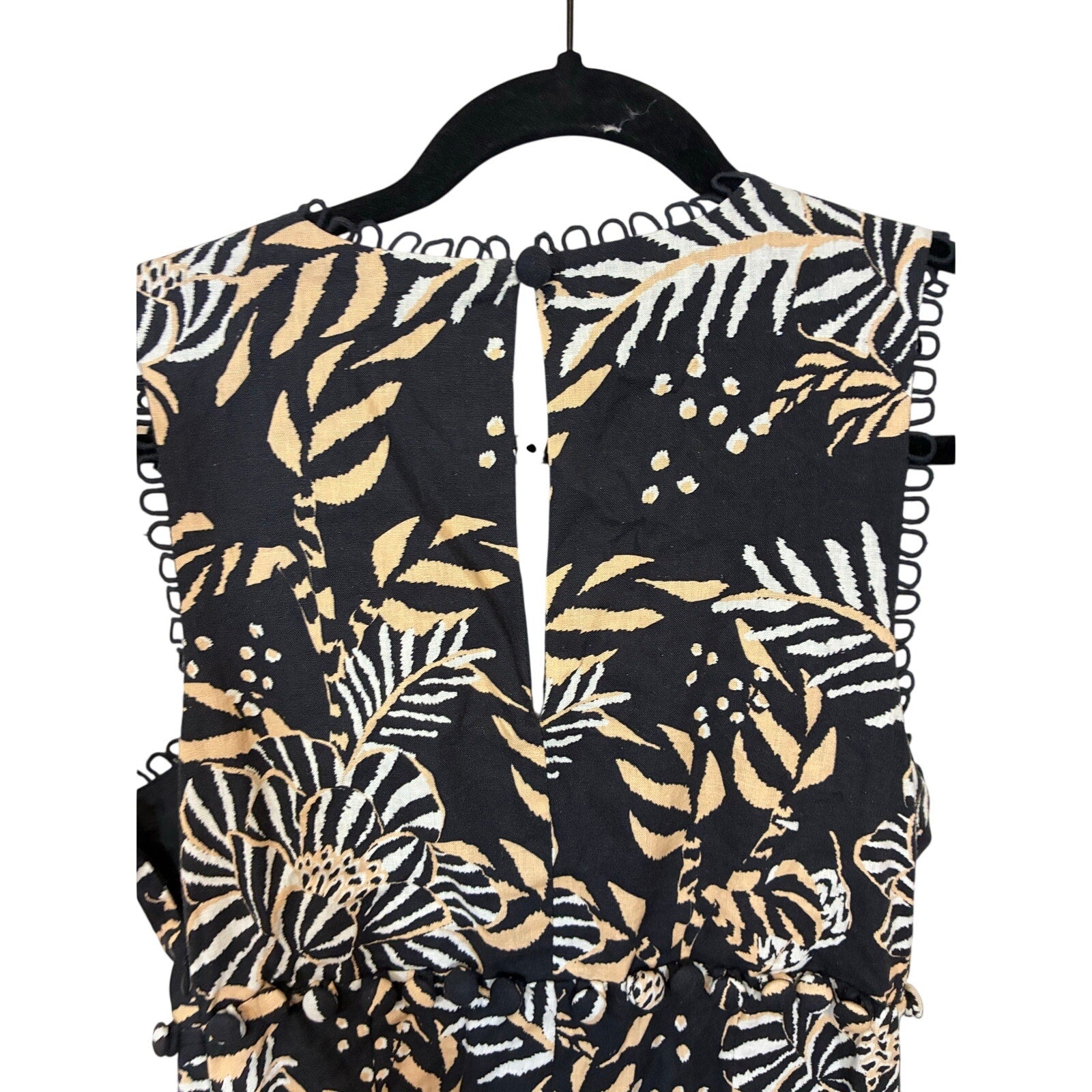 NWT Farm Rio x Anthropologie Printed V-Neck Jumpsuit Black Floral Boho Western S