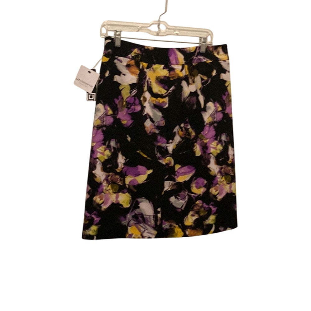 Liz Claiborne NWT Floral Pencil Skirt 6 Black Multicolor Corpcore Office Chic