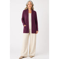 Eileen Fisher Lightweight Boiled Wool High Collar Plum Cardigan