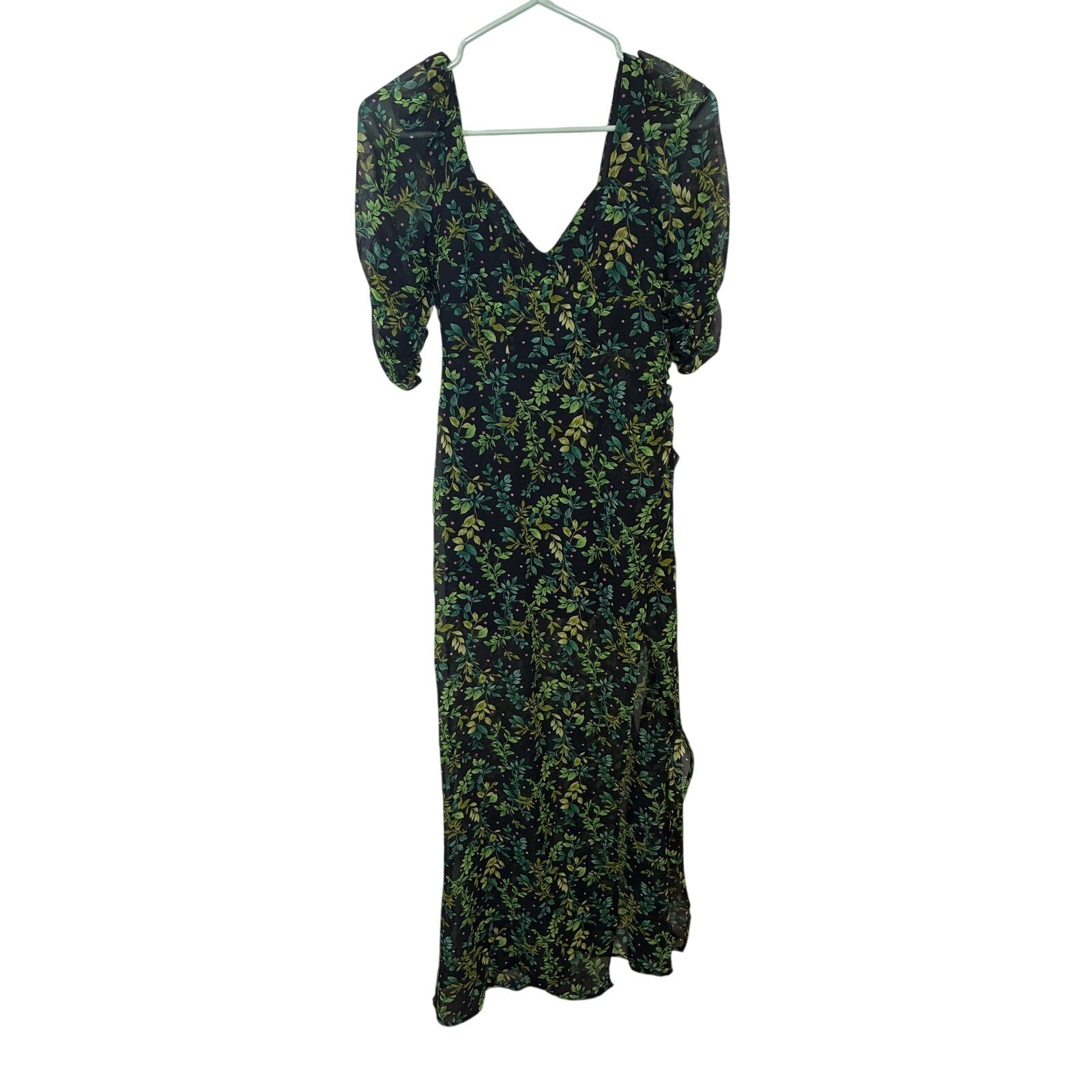 Miami Womens XXS Floral Maxi Dress High Low Hem Sheer Overlay Lined Cottagecore