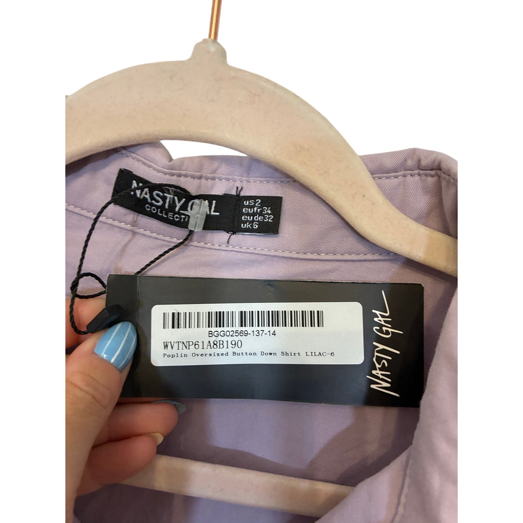 NWT Poplin Oversized Button Down Shirt Nasty Gal Prep School Country Club 2