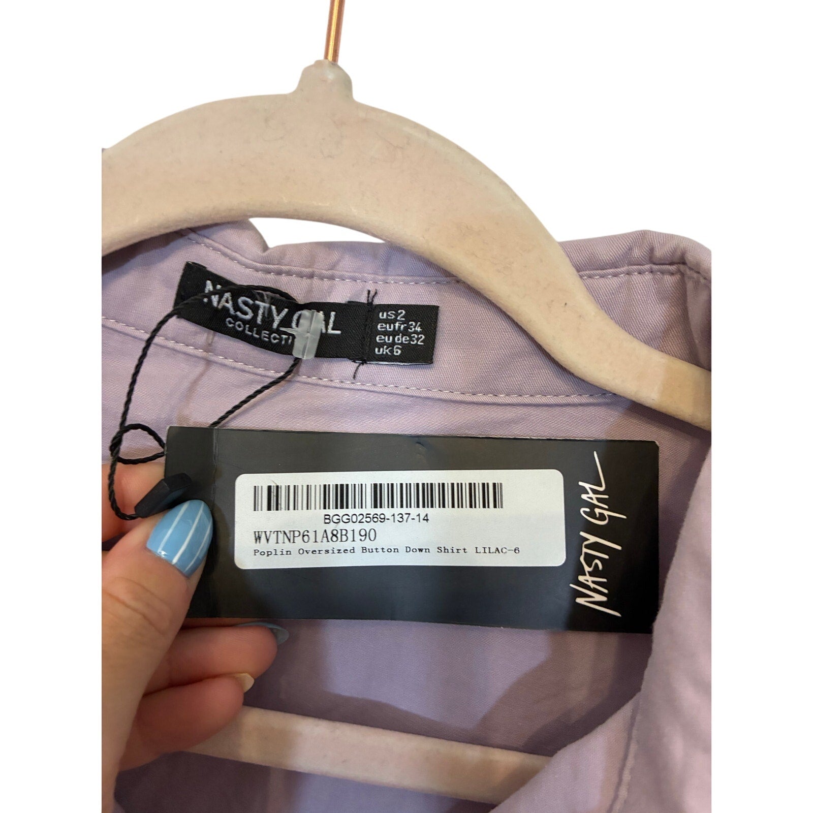 NWT Poplin Oversized Button Down Shirt Nasty Gal Prep School Country Club 2