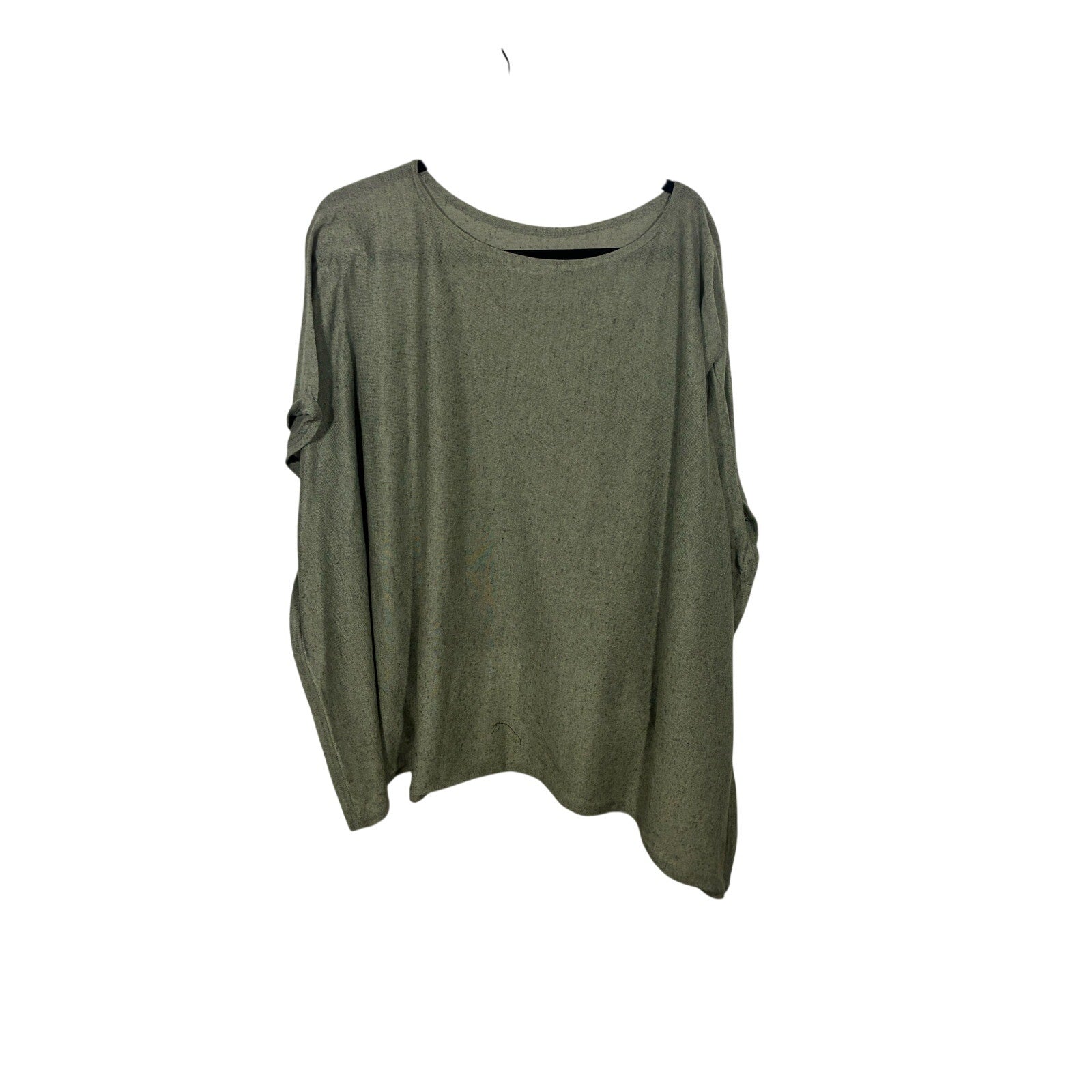 Do Everything In Love Linen Gauzy Olive Green Lagenlook Drop Sleeve Top Artsy OS