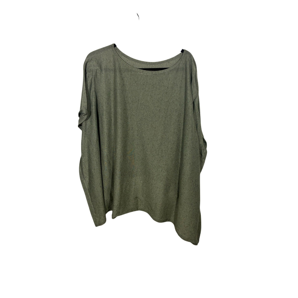 Do Everything In Love Linen Gauzy Olive Green Lagenlook Drop Sleeve Top Artsy OS