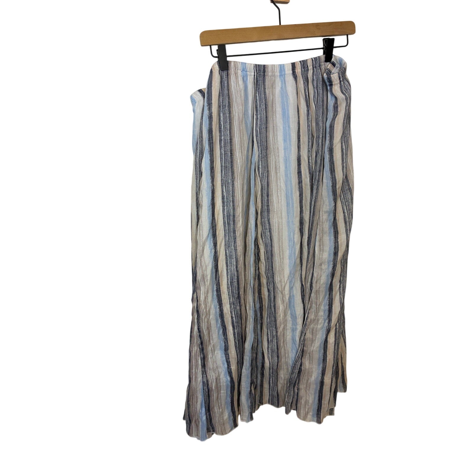 Zac and Rachel Women Seaside Stripe Pull on Midi Skirt 2X Coastal Minimalist