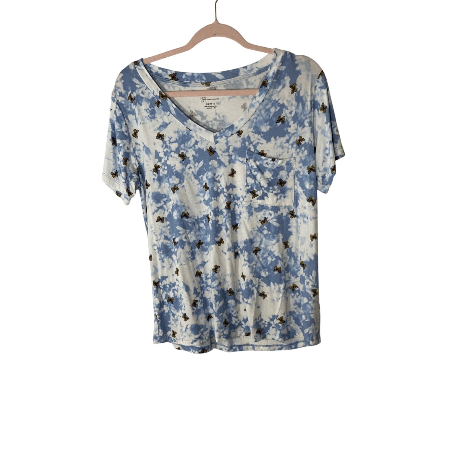 No Boundaries In The Clouds Butterfly Soft Printed Novelty Print Short Sleeve